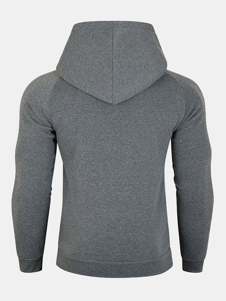 Massiv Dragkedja För Män Med Raglanärm Design Sport Hooded Sweatshirt