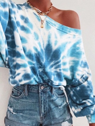 Ootd Dam Tie Dye Printing Puff Sleeve Fashion European Loose Sweatshirt