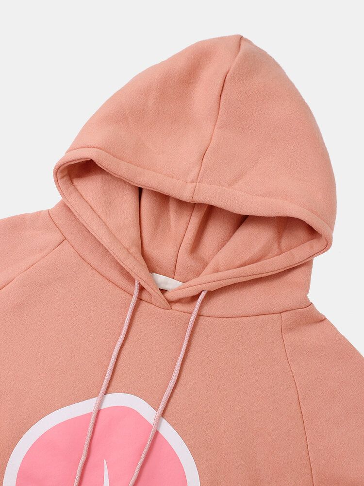 Söt Tecknad Frukttryck För Män Dragsko Casual Hoodie Med Känguruficka