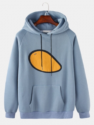 Söt Tecknad Frukttryck För Män Dragsko Casual Hoodie Med Känguruficka