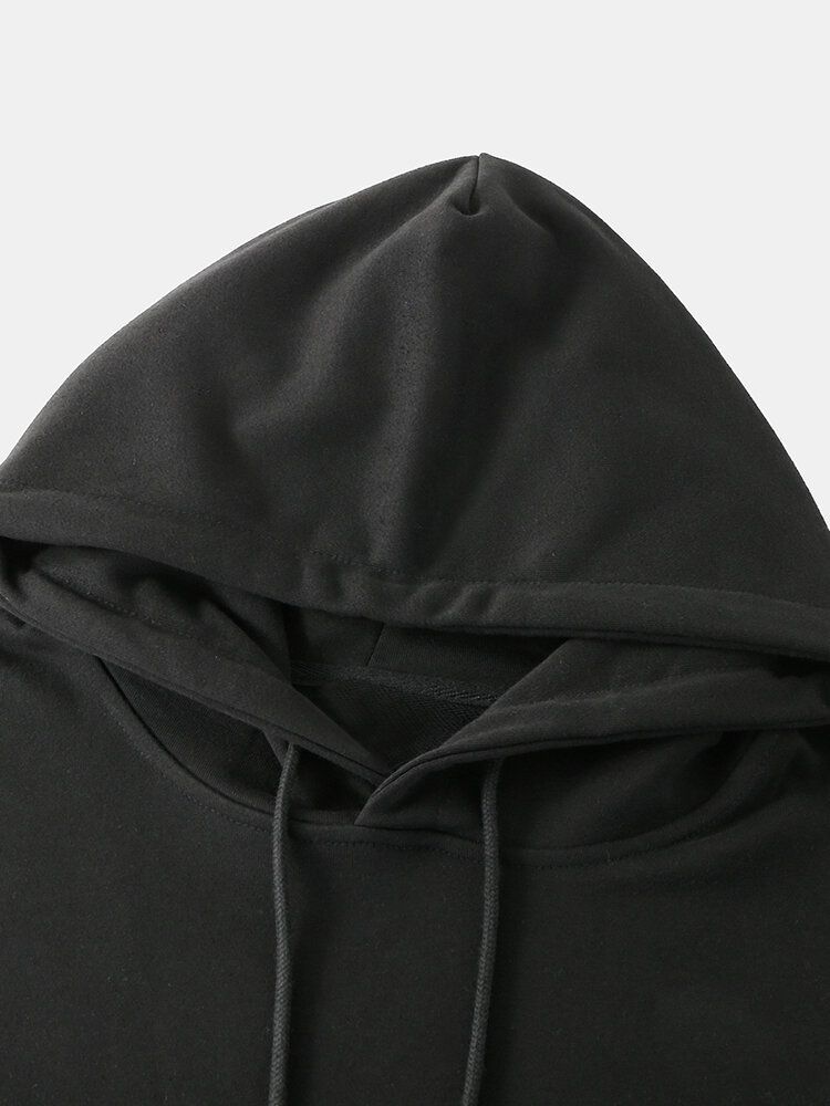 Tecknad Älgtryck För Män För Män Med Drop Shoulder Kangaroo Pocket Hoodies