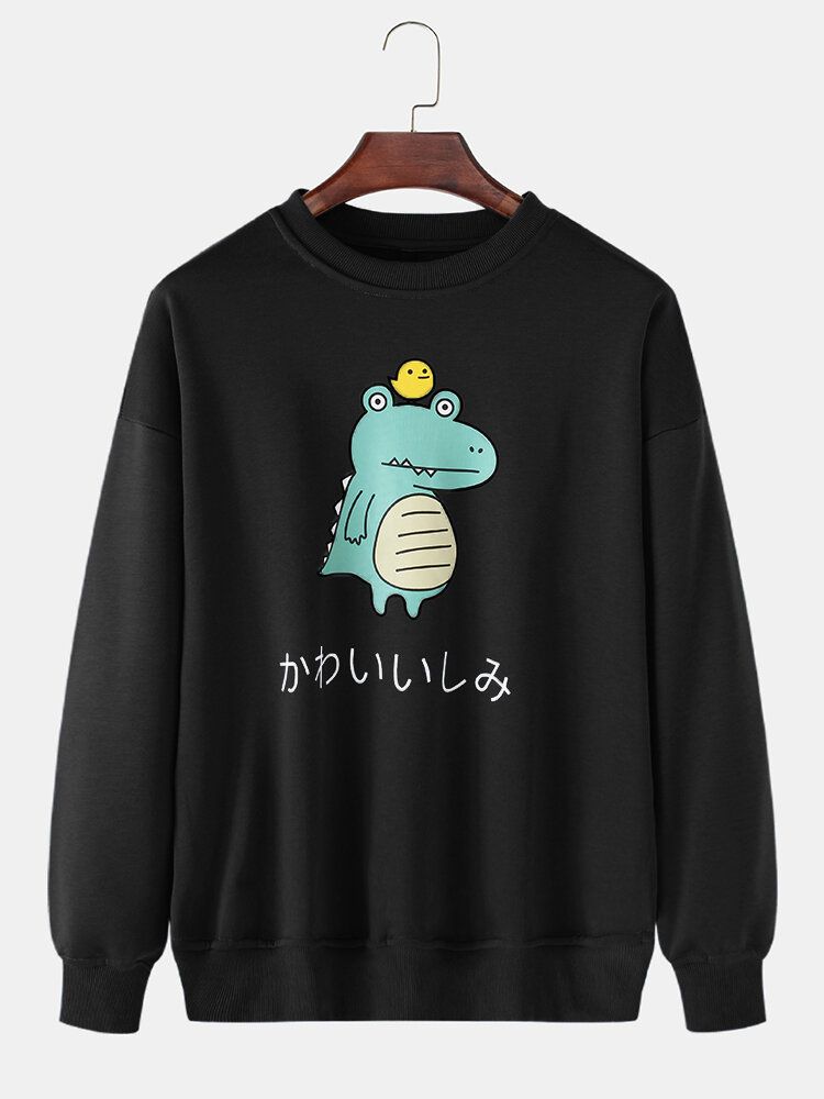 Tecknad Djurtrycktröja För Män Dtop Shoulder Sweatshirts