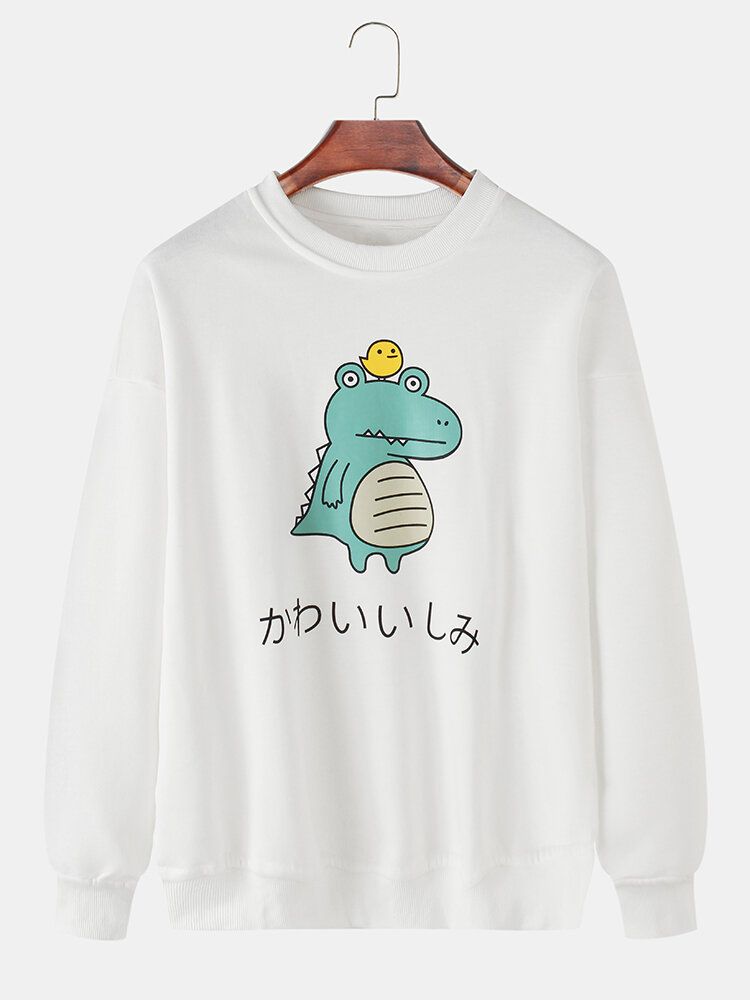 Tecknad Djurtrycktröja För Män Dtop Shoulder Sweatshirts