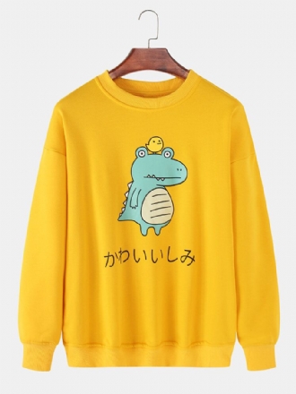 Tecknad Djurtrycktröja För Män Dtop Shoulder Sweatshirts