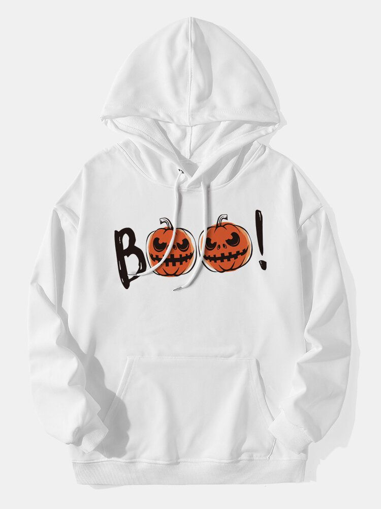 Tecknad Pumpa Halloween Hoodies För Män Med Känguruficka