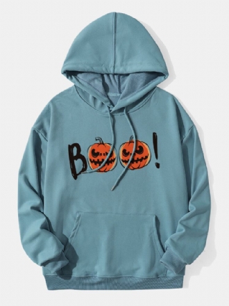 Tecknad Pumpa Halloween Hoodies För Män Med Känguruficka