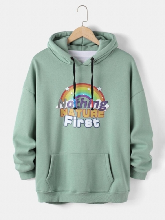 Tecknad Regnbåge För Män För Män Med Dragsko Casual Hoodie