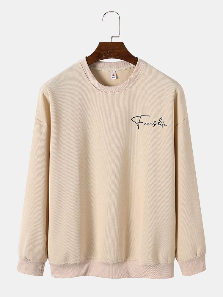 Trådtryckt Brev För Män Med Rund Krage Casual Sweatshirt