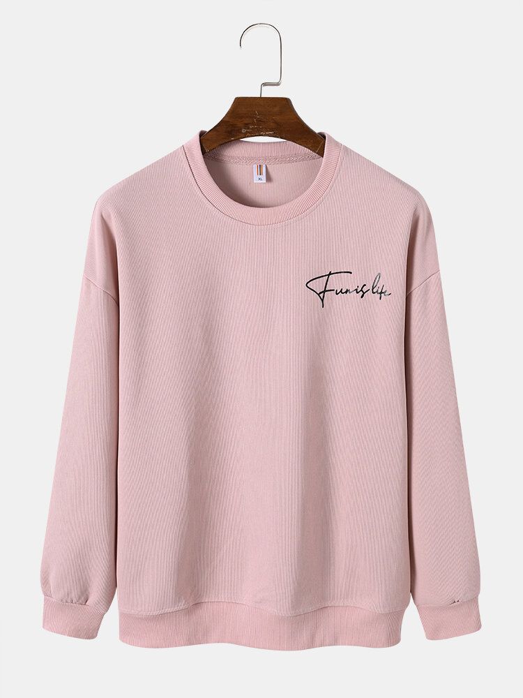 Trådtryckt Brev För Män Med Rund Krage Casual Sweatshirt