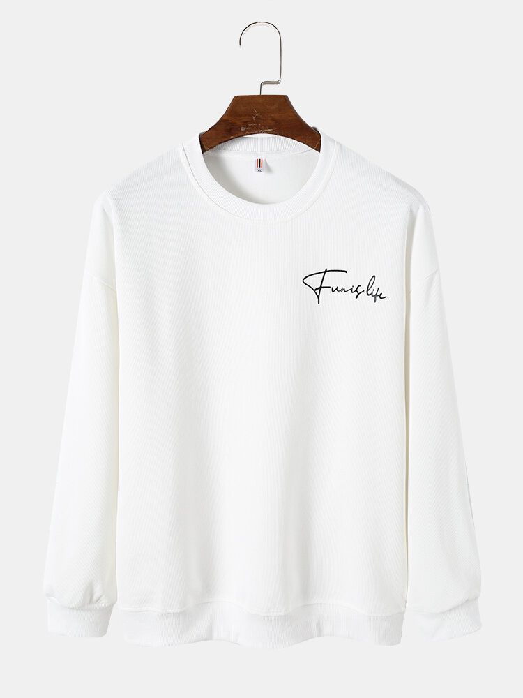 Trådtryckt Brev För Män Med Rund Krage Casual Sweatshirt