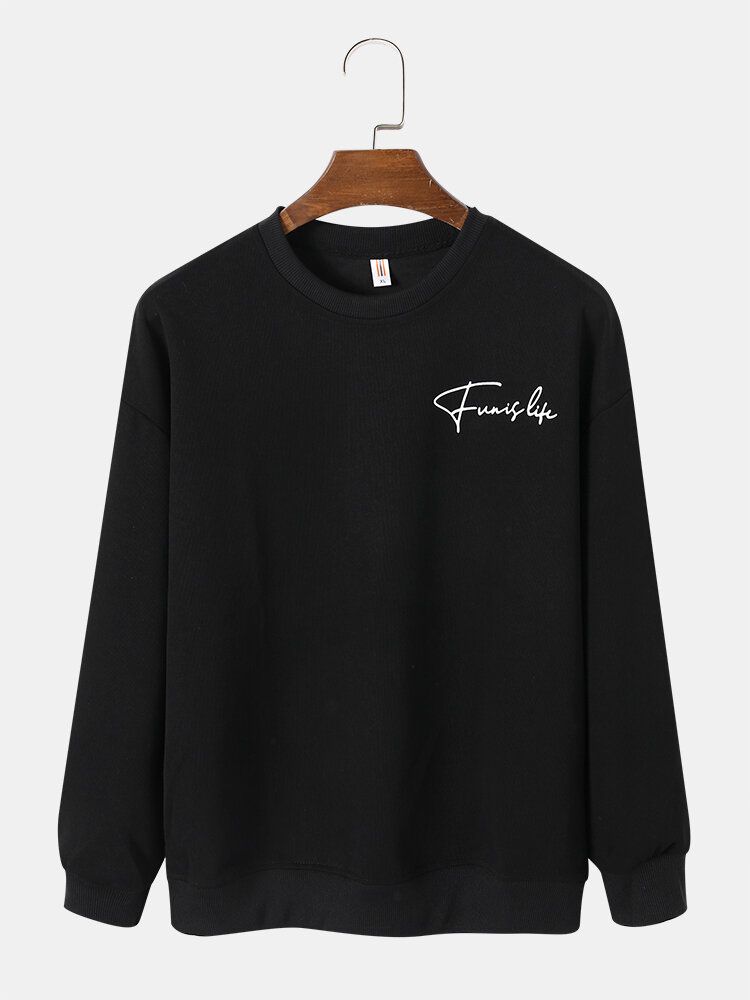 Trådtryckt Brev För Män Med Rund Krage Casual Sweatshirt