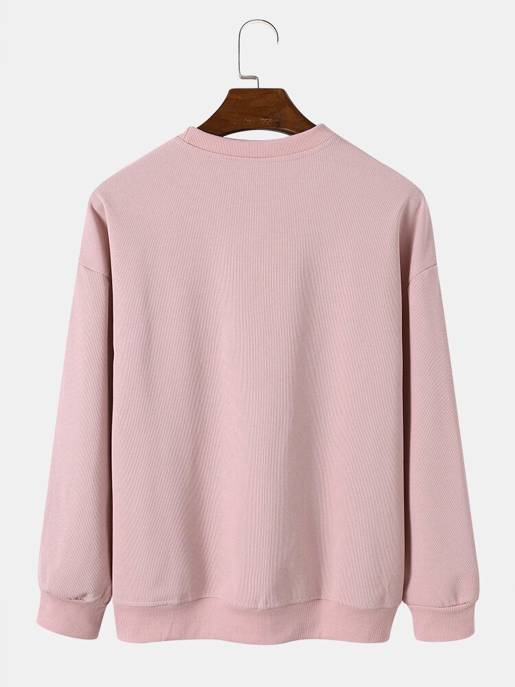 Trådtryckt Brev För Män Med Rund Krage Casual Sweatshirt