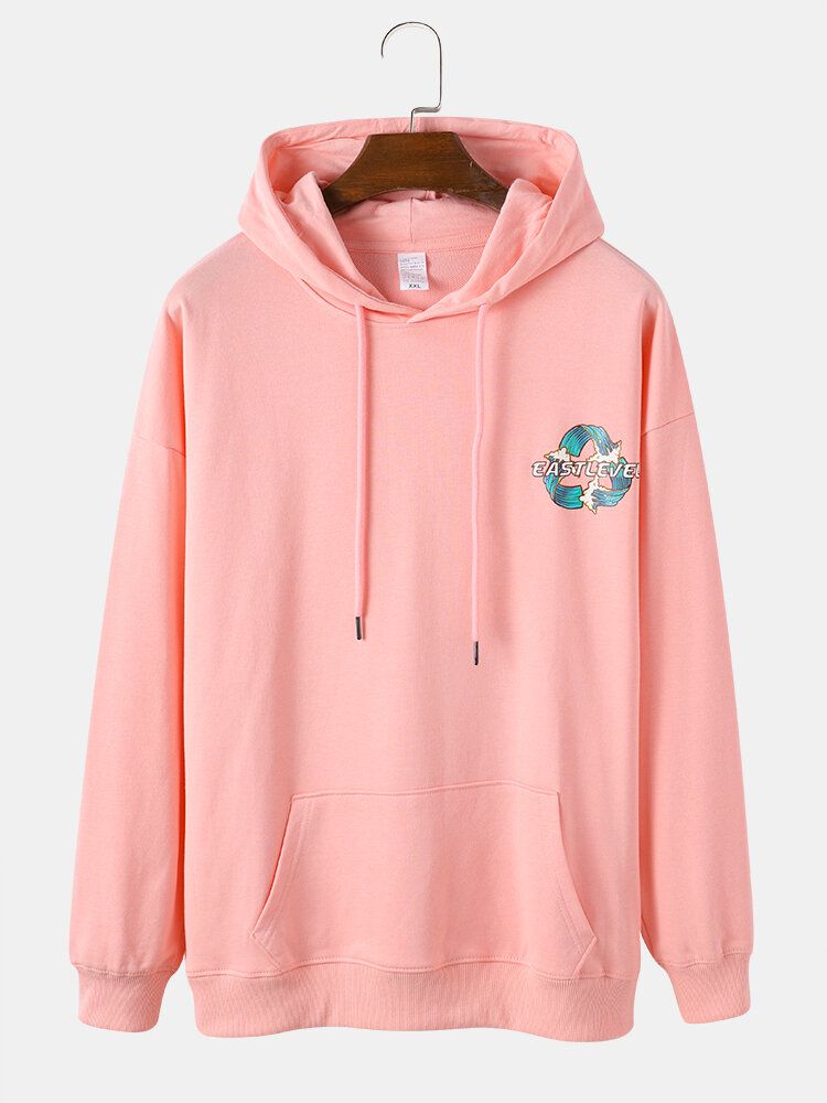 Vågtryck För Män Med Långärmad Känguruficka I Etnisk Stil Hoodies Med Dragsko