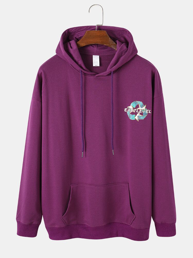 Vågtryck För Män Med Långärmad Känguruficka I Etnisk Stil Hoodies Med Dragsko