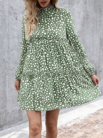 Kvinnor Bohemian Retro Knälånga Polka Dots Casual Midiklänningar