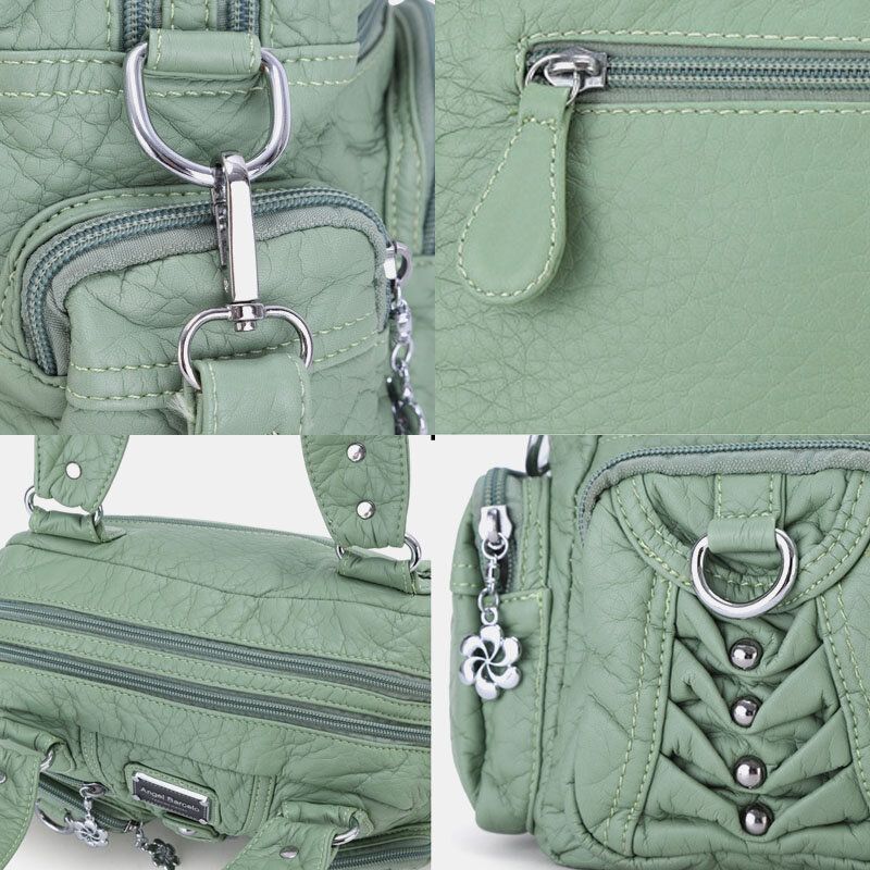 Angel Kiss Kvinnor Pu Läder Multi-carry Enfärgad Mode Casual Axelväska Crossbody Bag Handväska