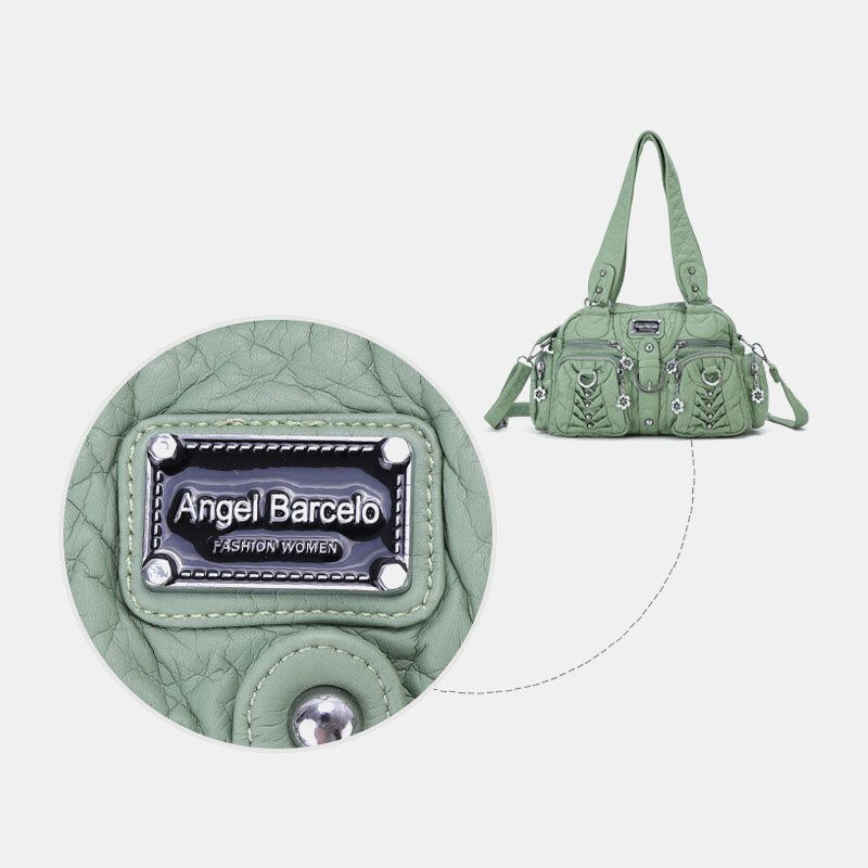 Angel Kiss Kvinnor Pu Läder Multi-carry Enfärgad Mode Casual Axelväska Crossbody Bag Handväska