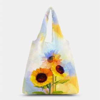 Dam Nylon Tie Dye Solrosmönster Tryck Sommarväska Axelväska Handväska Tote