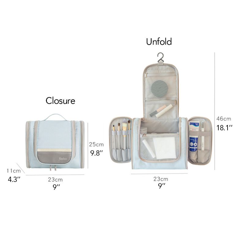 Dam Polyester Bärbar Förvaringsväska Med Stor Kapacitet Kosmetikväska Hängbar Tvättpåse Med Dubbel Öppning För Affärsresor