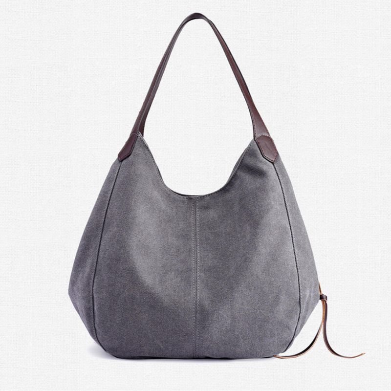 Dam Vintage Dam Stor Canvas Handväska Reseaxelväska Casual Tote