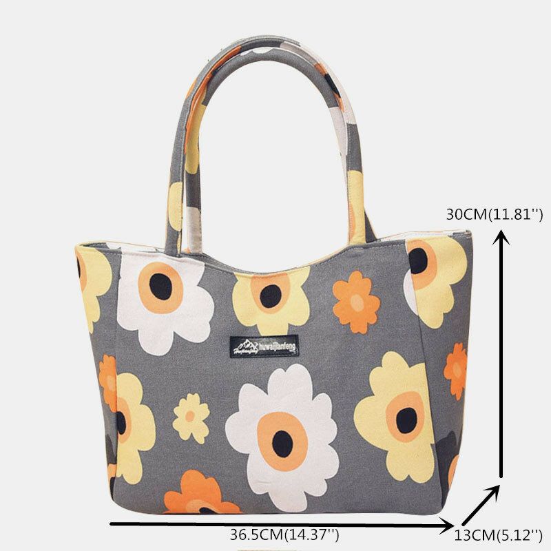 Damer Med Stor Kapacitet Vattentät Flower Stripe Handväska Tote