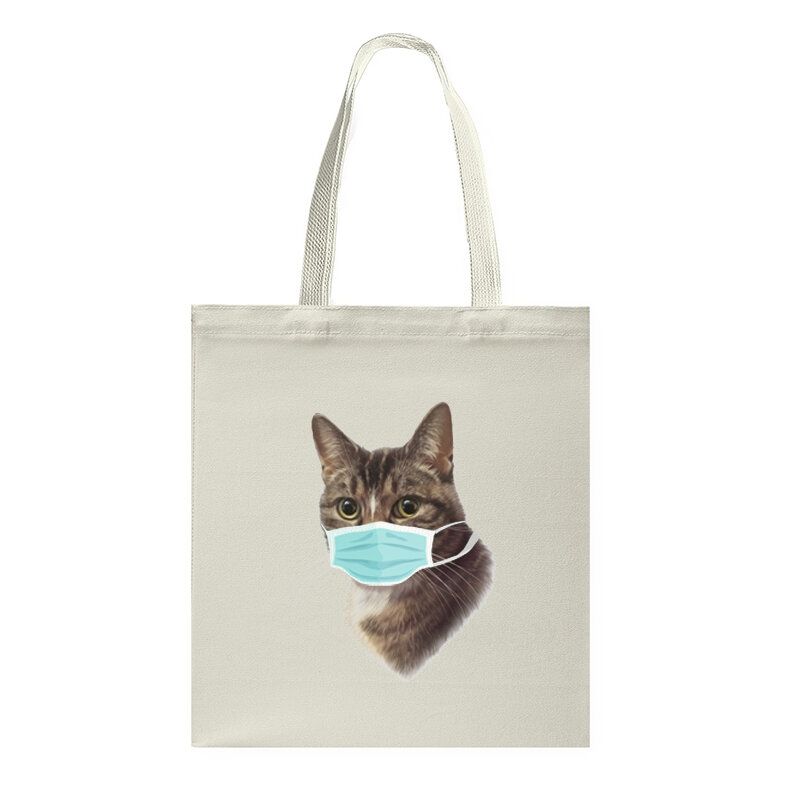 Damer Söt Kattmönster Mask Casual Canvas Tote Axelväska