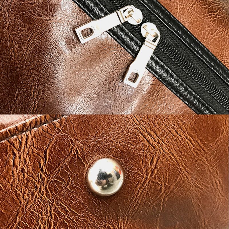 Kvinnor Män Läder Retro Handväska Med Stor Kapacitet Business Bagageväska Axelväska Crossbody-väska