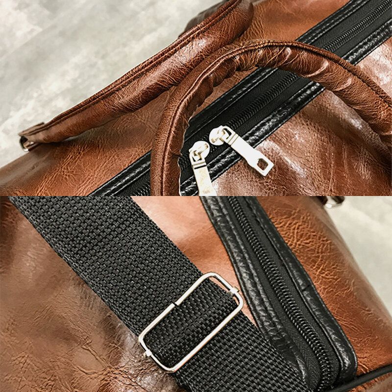 Kvinnor Män Läder Retro Handväska Med Stor Kapacitet Business Bagageväska Axelväska Crossbody-väska