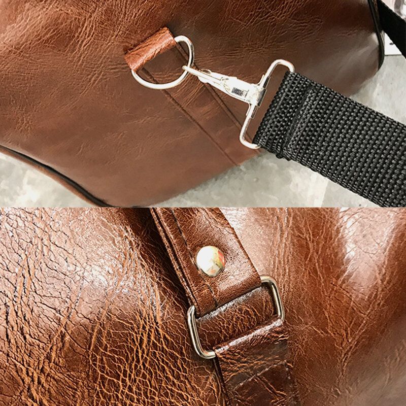 Kvinnor Män Läder Retro Handväska Med Stor Kapacitet Business Bagageväska Axelväska Crossbody-väska