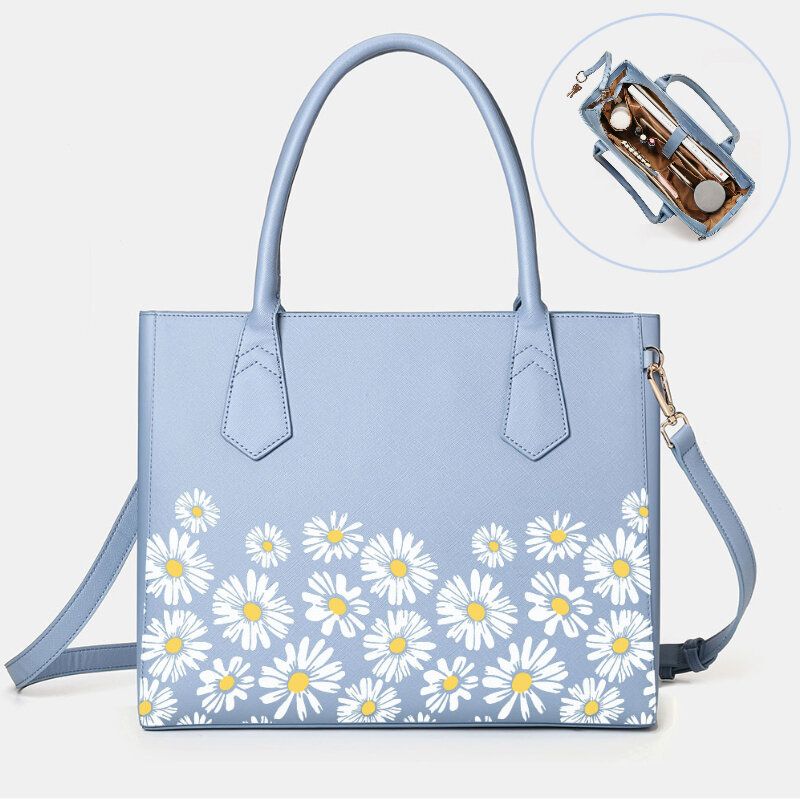 Kvinnor Pu Leather Daisy Multifunktion Multi-pocket 133 Tum Laptop Key Handväska Axelväska