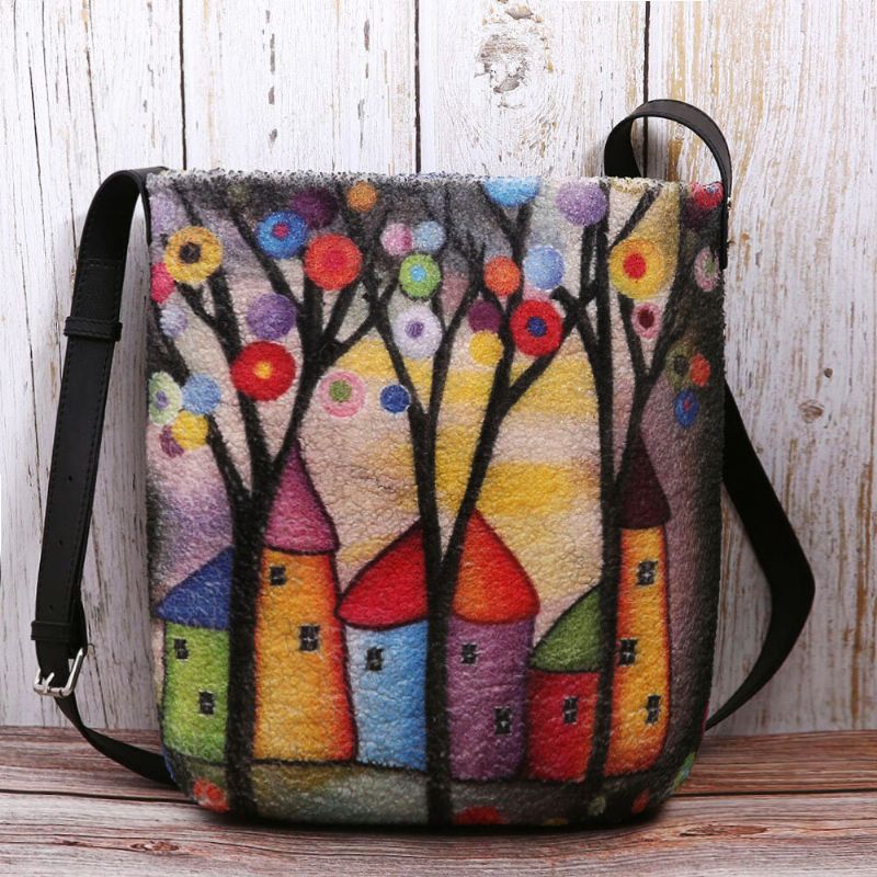 Kvinnor Special Colorful Diy Lamm-hårväska Crossbody-väska För Daglig Utomhus