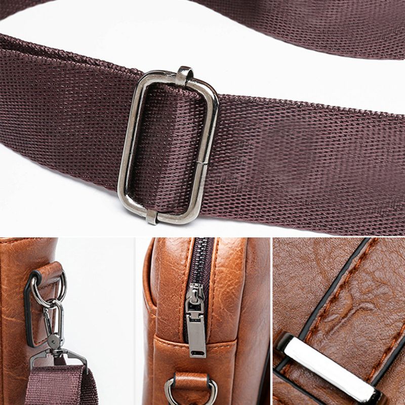 Män Konstläder Affärsportfölj Med Stor Kapacitet Casual Multifunktionell Tote Handväska Crossbody-väska