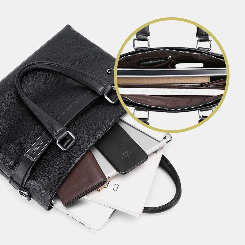 Män Konstläder Business 156 Tums Bärbar Datorväska Portföljer Handväska Crossbody-väska