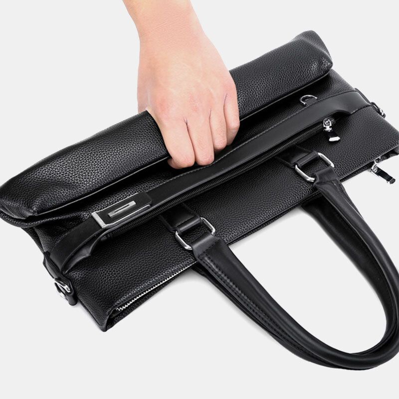 Män Konstläder Business 156 Tums Bärbar Datorväska Portföljer Handväska Crossbody-väska