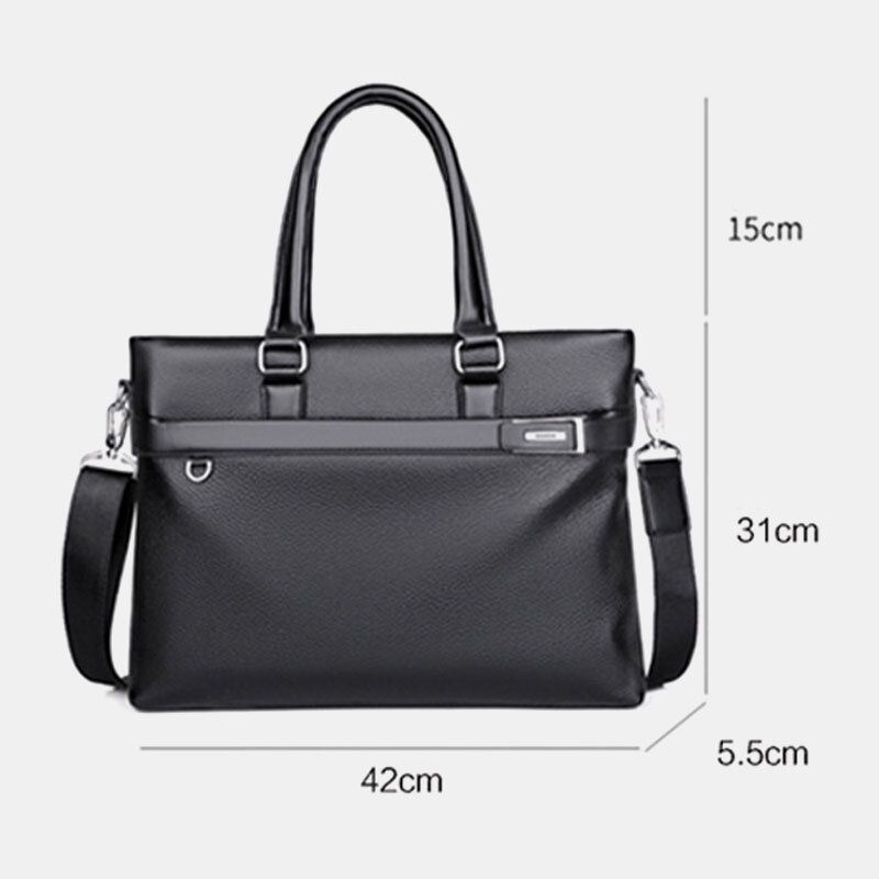 Män Konstläder Business 156 Tums Bärbar Datorväska Portföljer Handväska Crossbody-väska