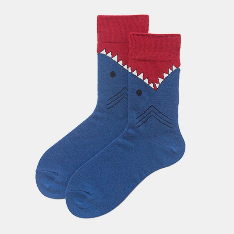 Shark Series Cotton Par Modeller Trendiga Personlighet Strumpor Street