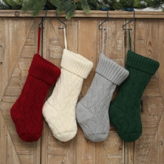 Stickade Julstrumpor Presentpåsar Christmas Lingge Wool Sock