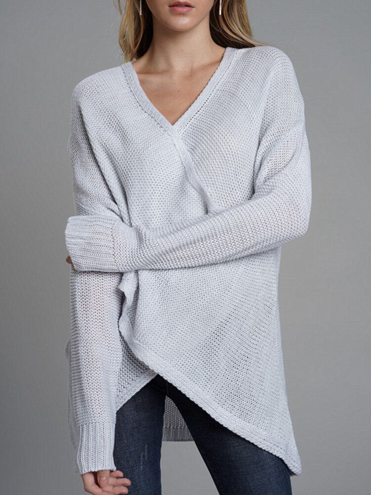 Irregular Cross Hollow Knit Casual Sweaters