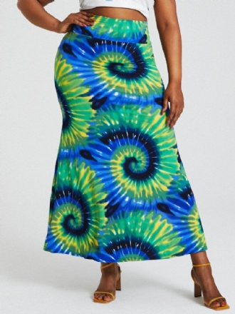 Bohemia Tie Dye Print Hög Midja Skinkor Bodycon Lång Kjol