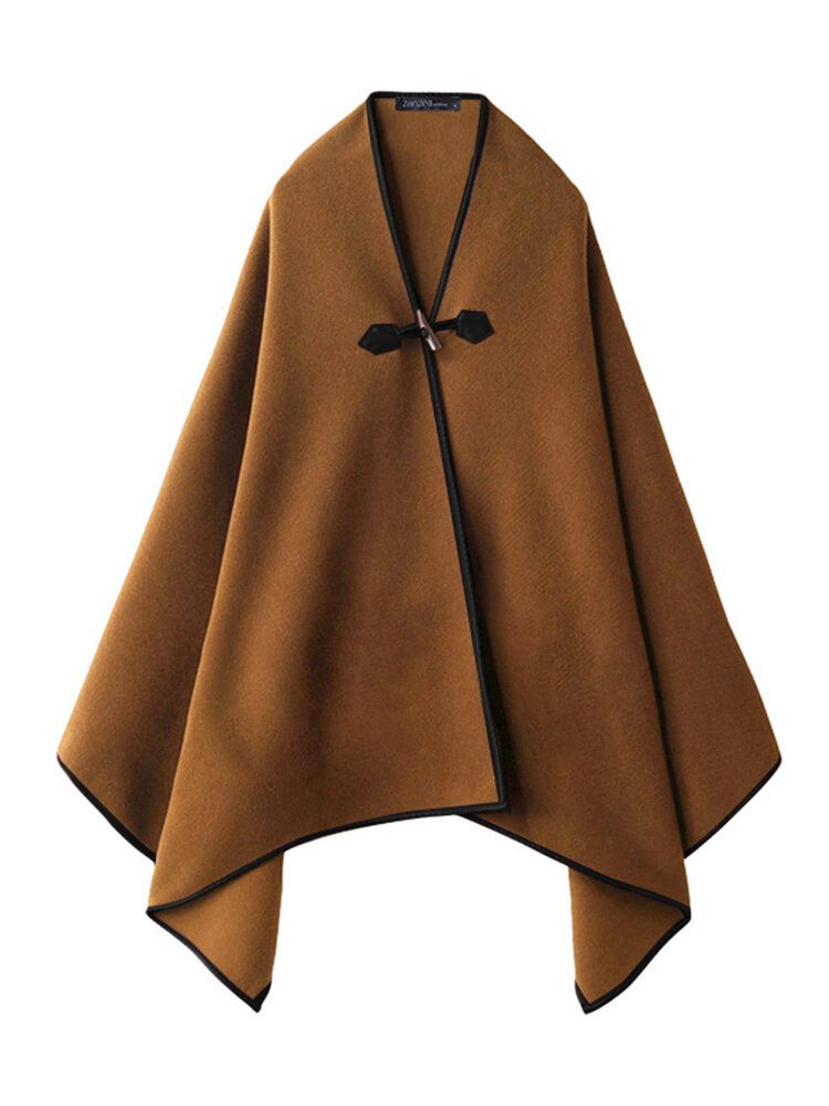 Casual Kvinnor Pure Color Loose One Button Cloak Coats