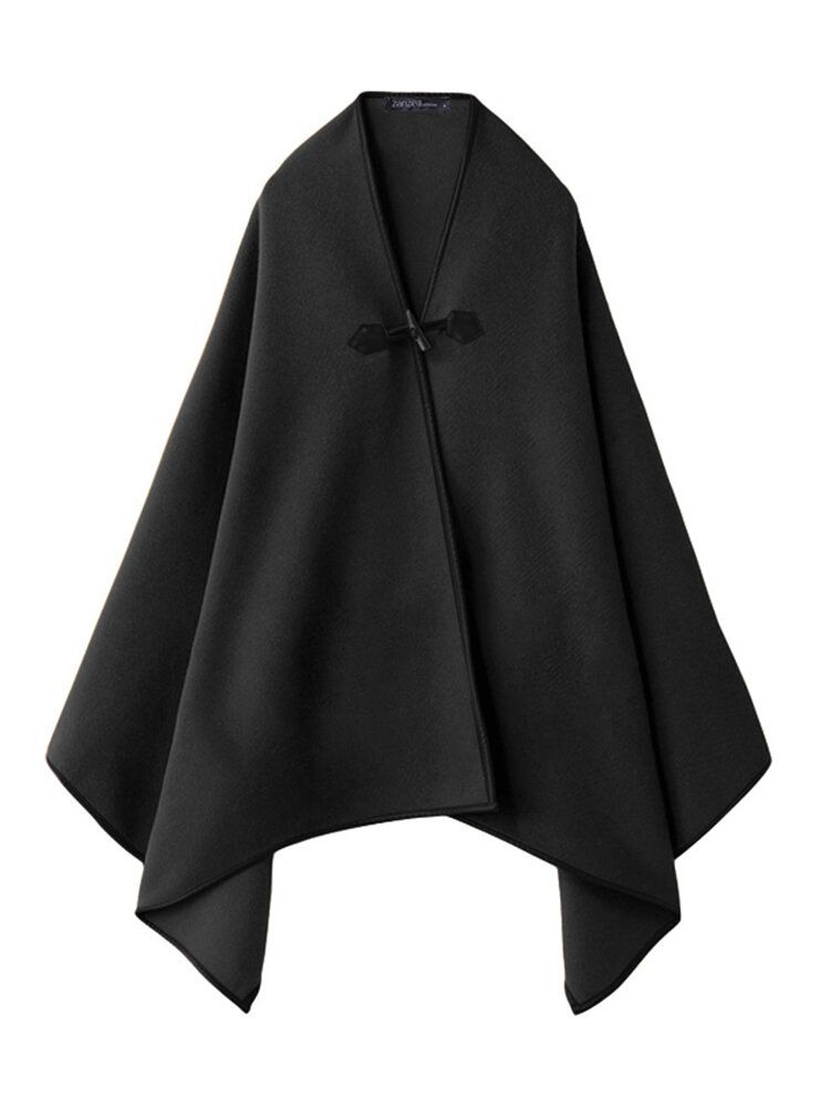 Casual Kvinnor Pure Color Loose One Button Cloak Coats