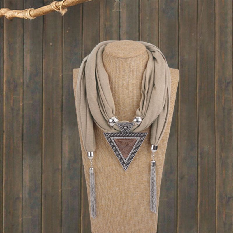 Bohemian Metal Geometrisk Triangel Hartshänge Scarf Halsband Metallkedja Tofs Flerlagershalsband