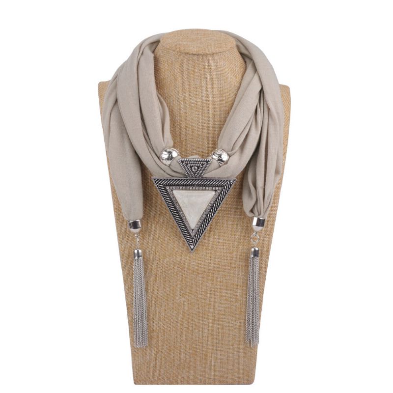 Bohemian Metal Geometrisk Triangel Hartshänge Scarf Halsband Metallkedja Tofs Flerlagershalsband