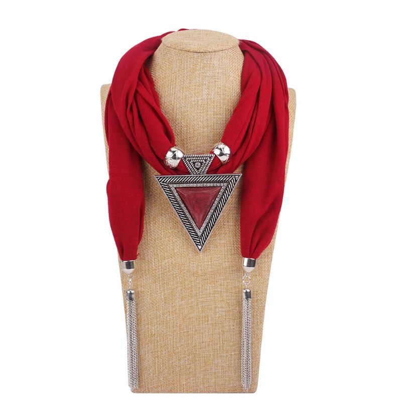 Bohemian Metal Geometrisk Triangel Hartshänge Scarf Halsband Metallkedja Tofs Flerlagershalsband