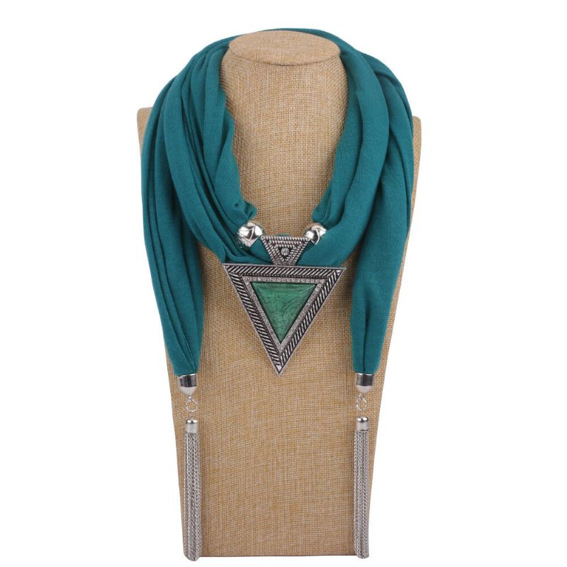 Bohemian Metal Geometrisk Triangel Hartshänge Scarf Halsband Metallkedja Tofs Flerlagershalsband