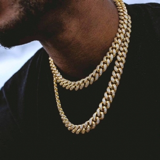 Hiphop Överdriven Diamantlegering Dominerande Stor Guldkedja Halsband