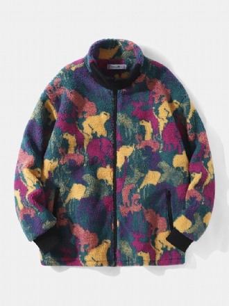 Herr Polar Fleece Tie Dye Stativ Kragefickor Dragkedja Cardigans Jacka Kappa