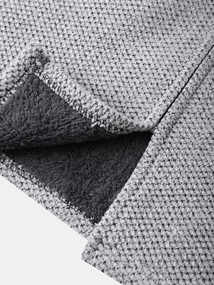 Herrstickade Pure Solid Pocket Plus Sammets Lång Huva Dragkedja Sweater Cardigans