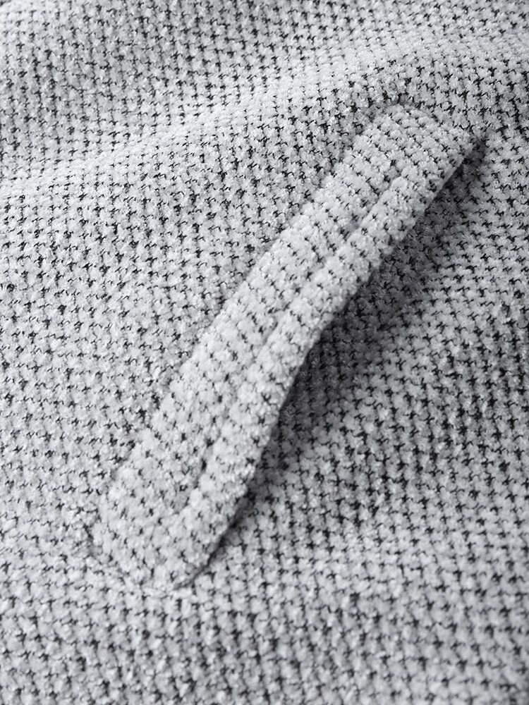 Herrstickade Pure Solid Pocket Plus Sammets Lång Huva Dragkedja Sweater Cardigans