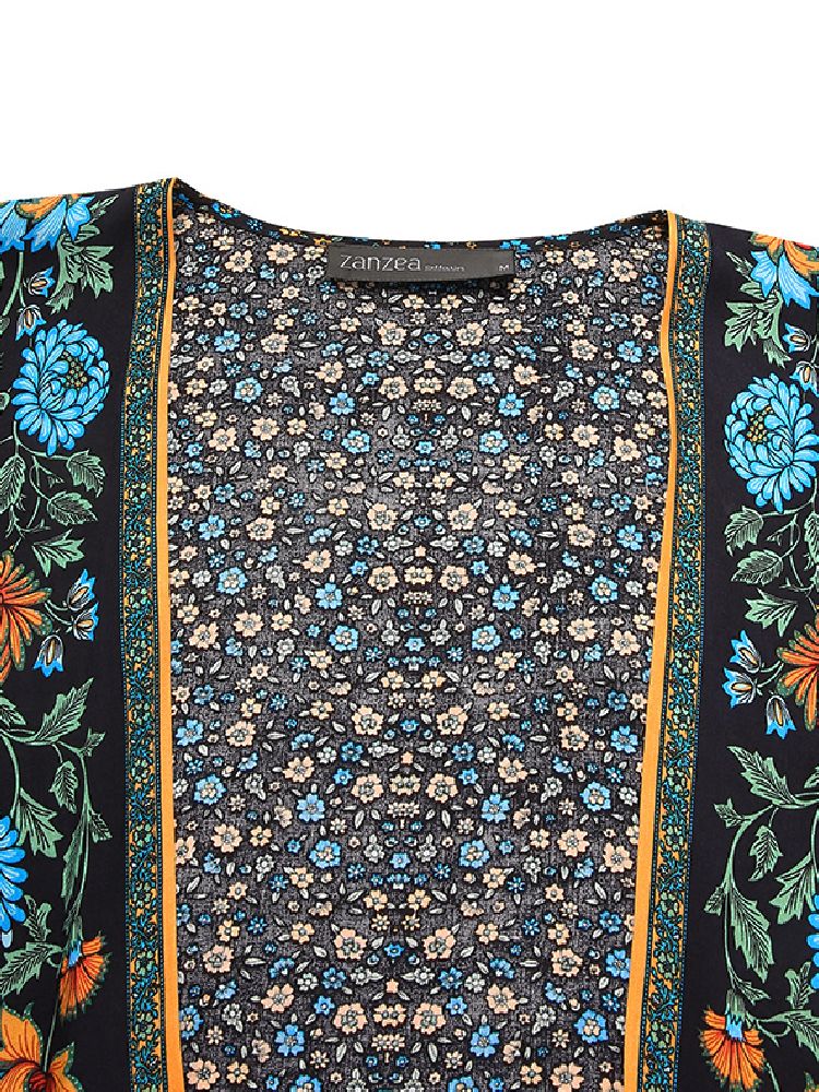 Kvinnor Blommönster Bohemian Vintage Långärmad Lång Cardigan